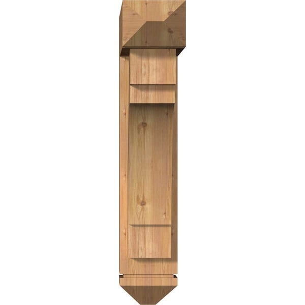 Merced Arts And Crafts Smooth Bracket W/ Offset Brace, Western Red Cedar, 7 1/2W X 26D X 38H